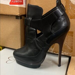 Aldo Black Leather Cutout High Heel Boots